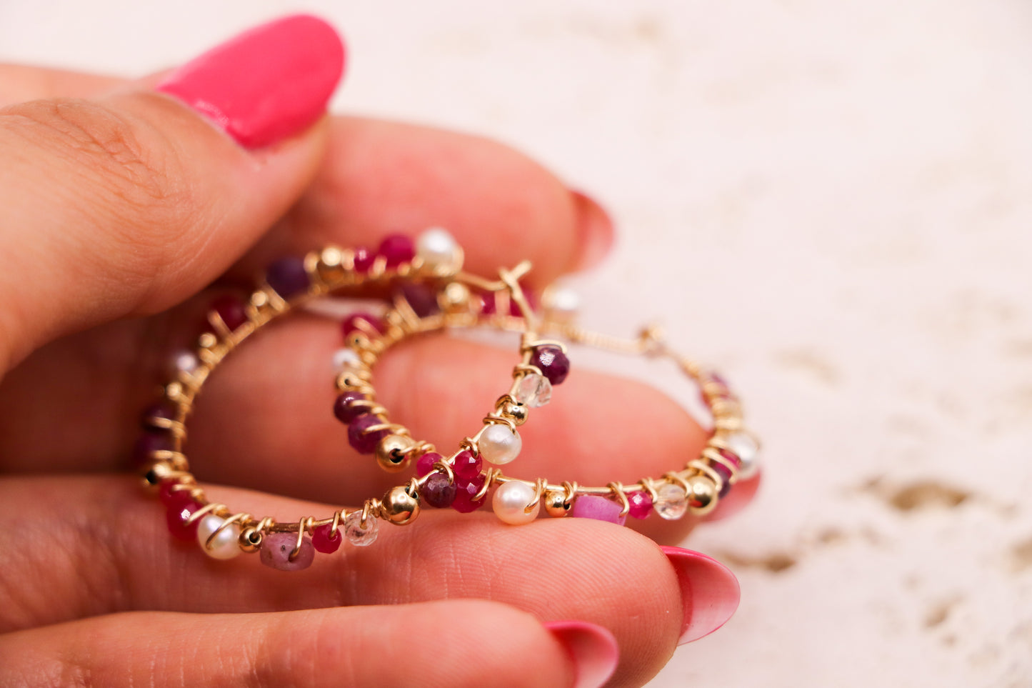 Alia Hoop Earrings - Ruby