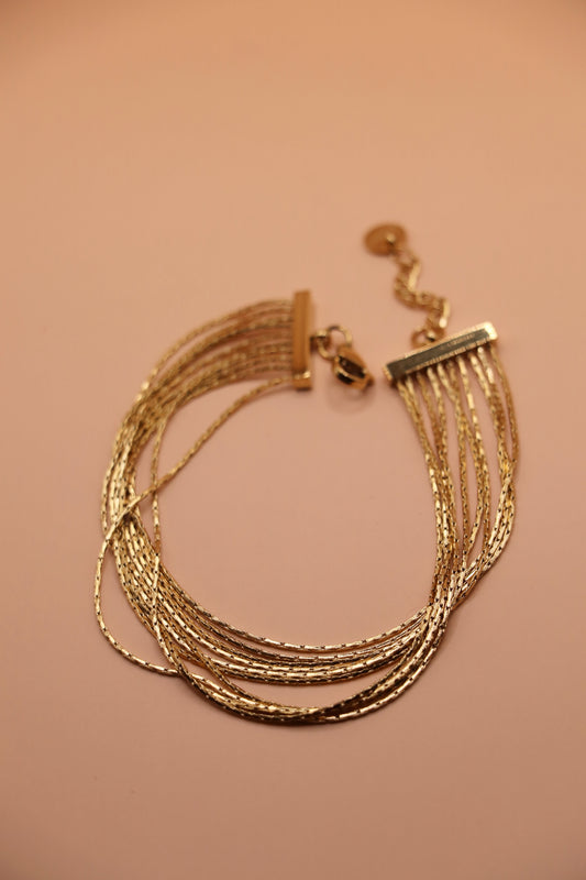 Bracelet Mila – bracelet multirang doré en acier inoxydable avec chaînes fines