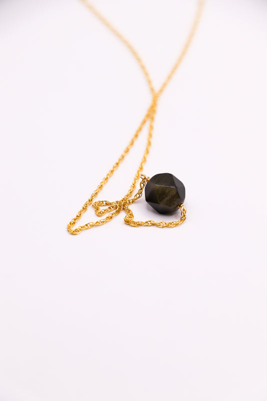 Collier Sélène - Obsidienne dorée