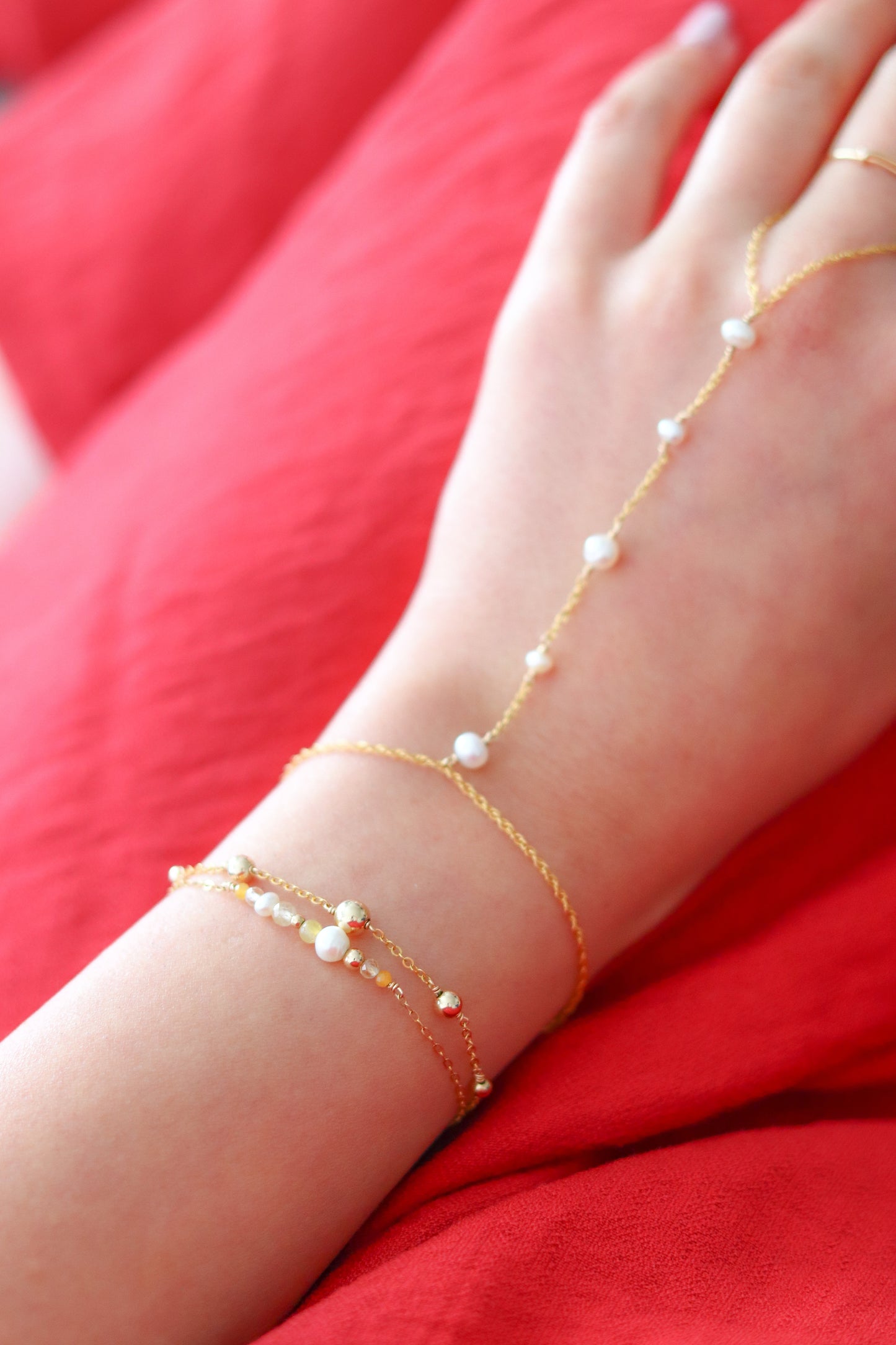 Bracelet Noura - Citrine, opale jaune, jade abricot & perles d’eau douce